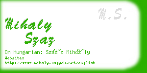 mihaly szaz business card